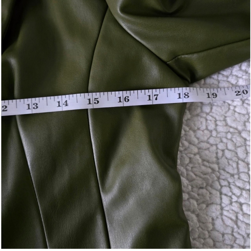 Olive Green Tailored Faux Leather Blazer size 8 - Picture 4 of 8